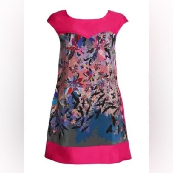 NICOLA DE MAIN Sleeveless Floral Shift Dress Cocktail Wedding Size 8 - Picture 1 of 12